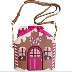 NWT Betsey Johnson Gingerbread House Crossbody Bag - Brown and Pink